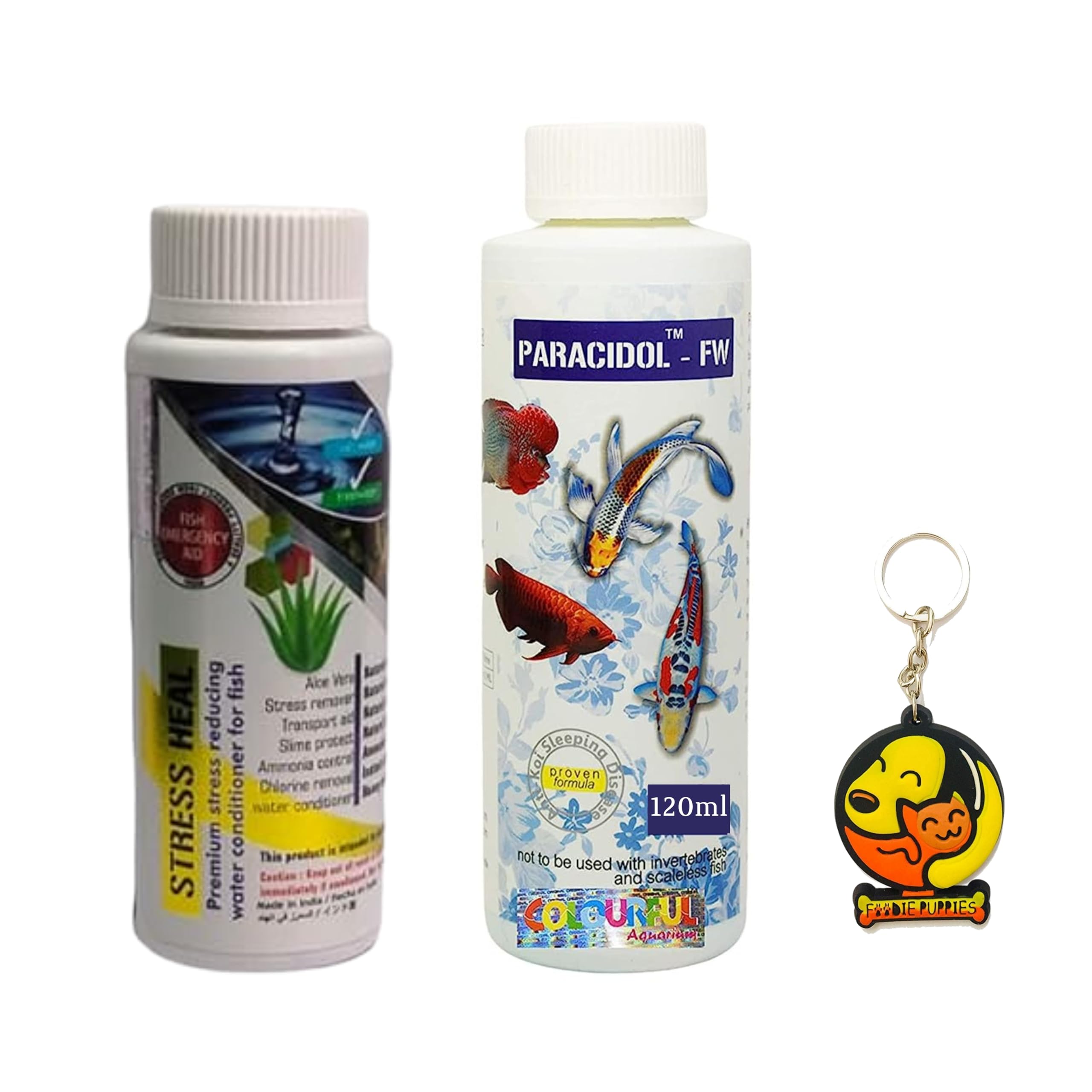 Foodie Puppies Aquatic Remedies Combo of Stress Heal (100ml) + Paracidol (120ml) | Suitable for Fresh and Salt Water | Rapidly Reduces Stress and Mortality | Aquarium Medicine with Free Key Ring (B0CQ7PWHSP) Amazon Price History, Amazon Price Tracker