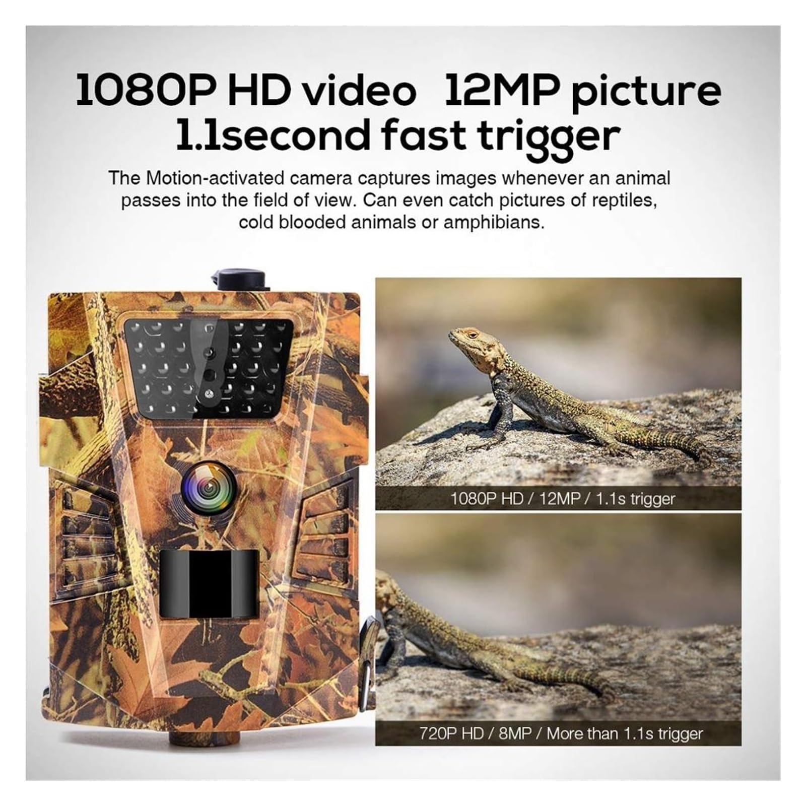 Kamera Obserwacji Dzikiej Przyrody 12MP Kamera Obserwacyjna Myśliwska Dzika Wodoodporna 850NM Kamery Noktowizyjne HT001B Fotopułapki Śledzenie Nadzoru Dzikiej Przyrody(1PCS HT001B)