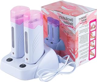 Dual Roll On Wax Warmer, Double Cartridge Wax Heater 110V, Professional Depilatory Machine for Home & Salon Use, Suitable for Legs, Arms, Face, Underarms & Bikini Line