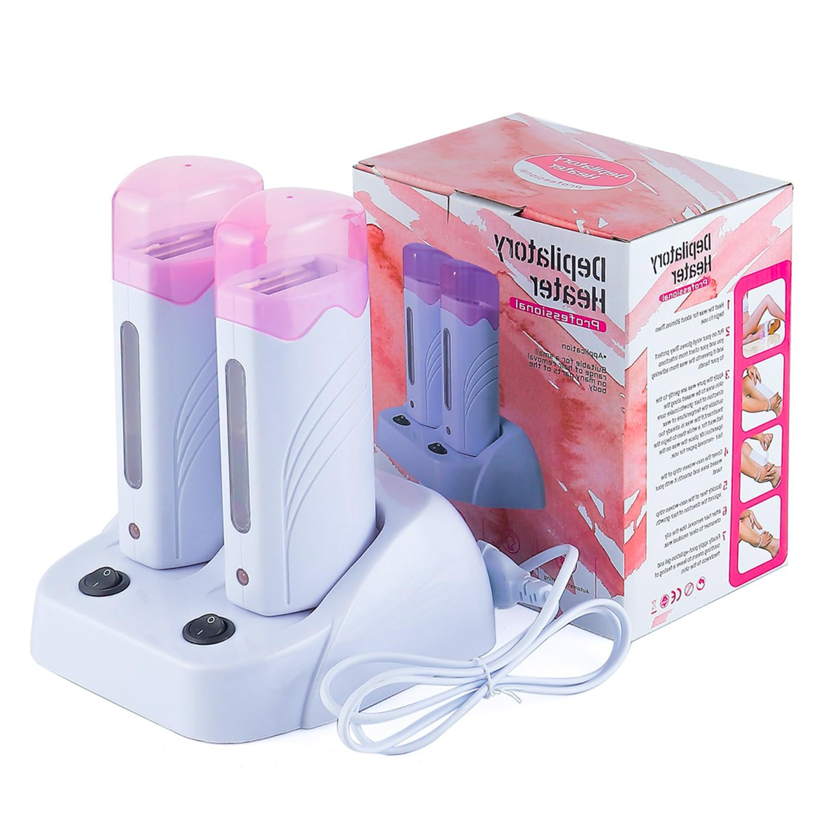 Scaldacera a doppia cartuccia, 110 V, macchina depilatoria professionale per uso domestico e salone, adatto per gambe, braccia, viso, ascelle e linea bikini