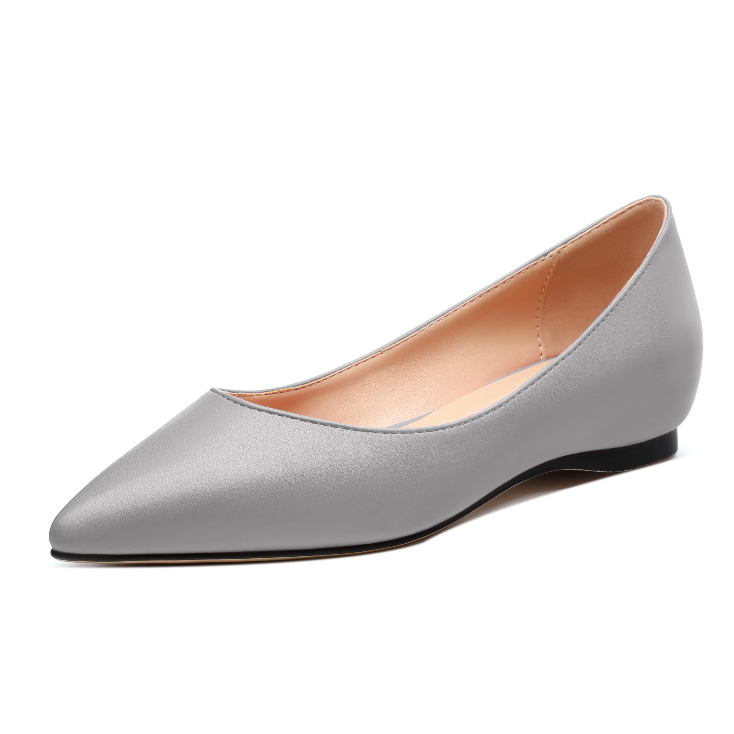 DEMOSHINE Comfortable Flats for Women Pointed Toe Slip On Pumps Dress Shoe