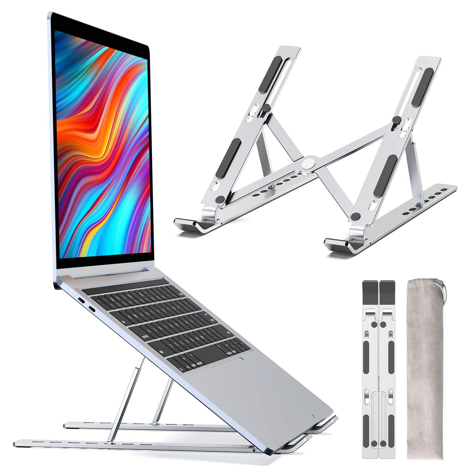 MOSONTHLaptop Stand Computer Stand Ergonomic Aluminum & Multi-Angle Adjustable Design Laptop Riser with Heat-Vent Compatible with Lenovo/MacBook Air Pro/Dell XPS More 10-15.6" Laptops