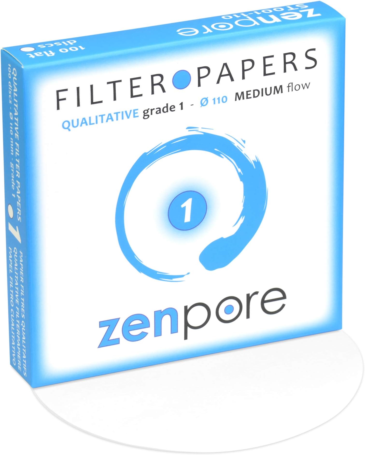 zenpore 11 cm Lab Filter Paper, Standard Qualitative Grade 1 - ZENPORE Medium Flow 110 mm (100 Discs)