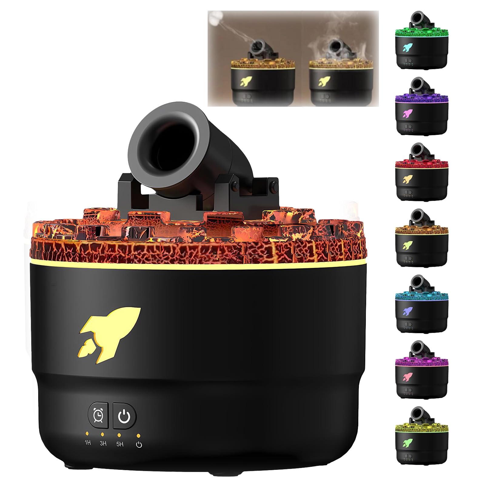 Cannon Blast Aroma Humidifier, 7 Color LED Cannon Humidifier Aroma Diffuser with 2 Spray M...