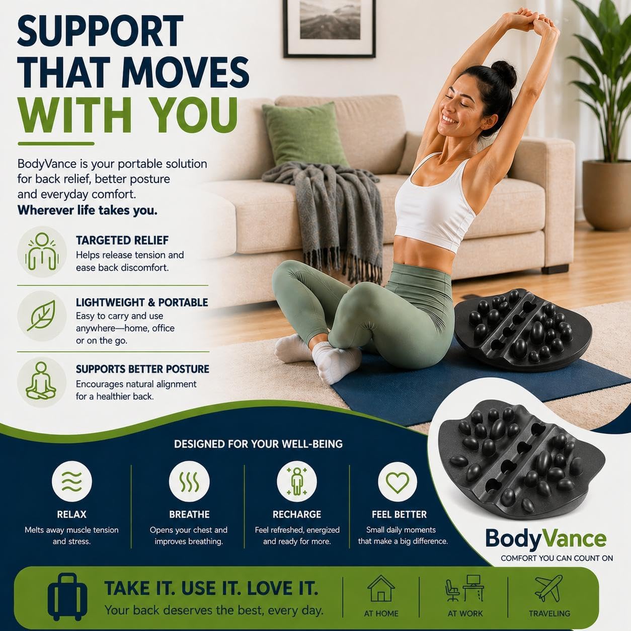 BREEV® Shoulder Blade & Trapezius Massager – Upper Back Stretcher for Muscle Knots & Tension, Trigger Point Tool for Neck, Shoulders & Back, Posture Support, Gift for Men & Women