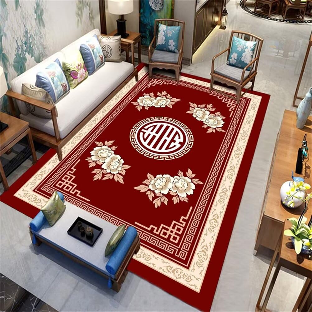 Tapis de chambre adulte rouge lavable : la solution anti-tache pour salon et ado