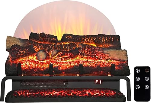 Juego de troncos de chimenea eléctrica independiente de 22 pulgadas, inserto de chimenea, calentador de 750 W1500 W con control remoto, sonido
