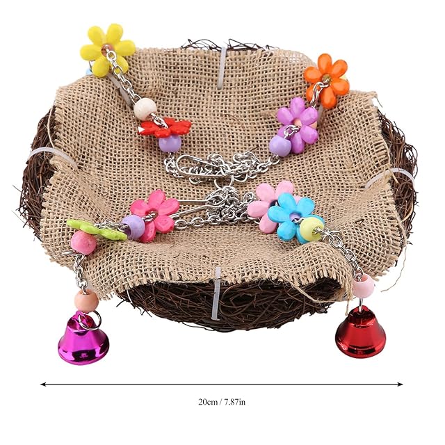 Foto 3 de 8 de Rattan Birds Nest Swing Juguetes Parrot Limbing Chew Toys Colorido Birds Jaulas Perchas Colgando Loros…