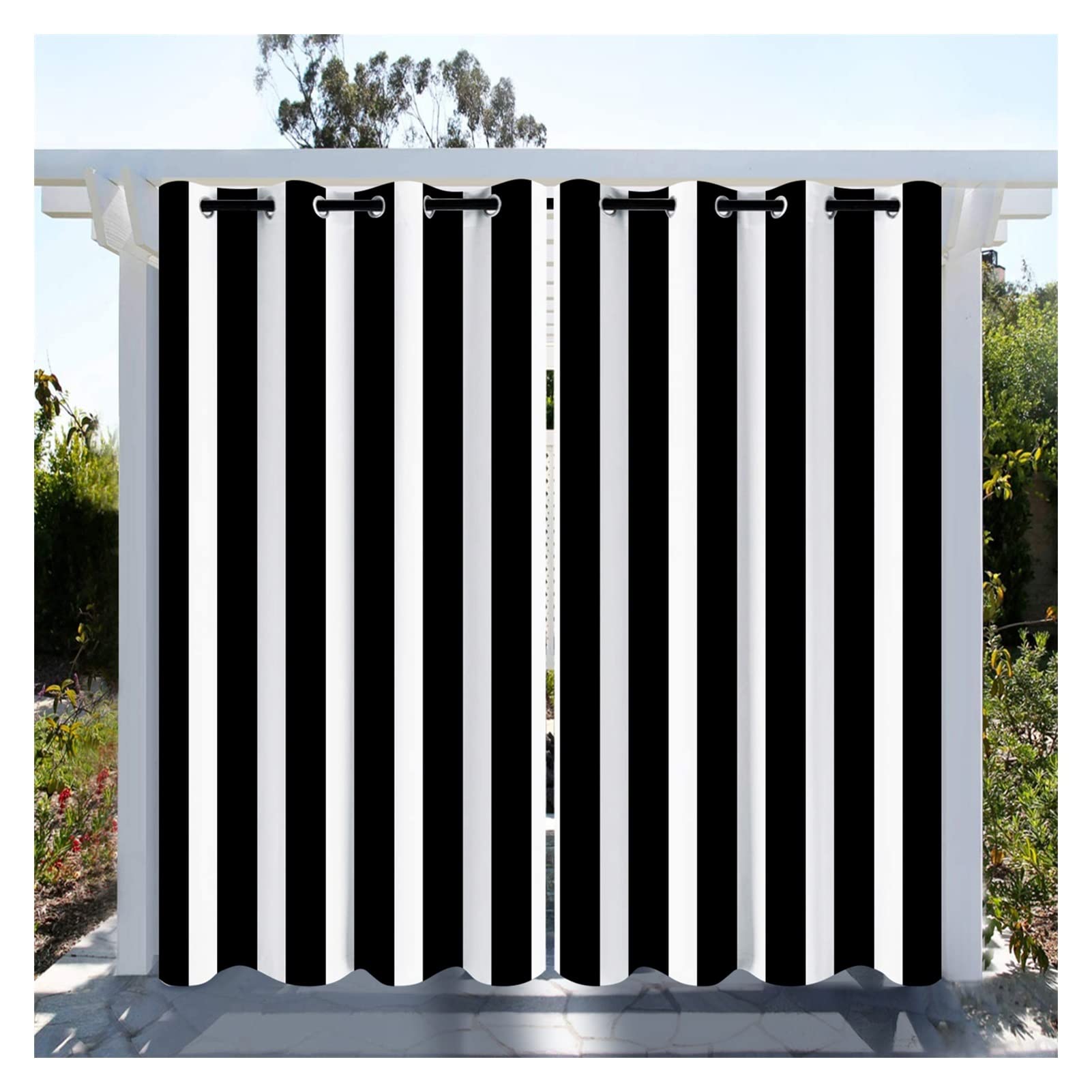 KFGDFD Gazebo Curtain Waterproof Privacy Drapery, with Grommets Shading and Heat Insulation Outdoor Blinds for Porches, Cottages, 2 Panels Color : Black, Size : W47xH59in(1.2x1.5m)