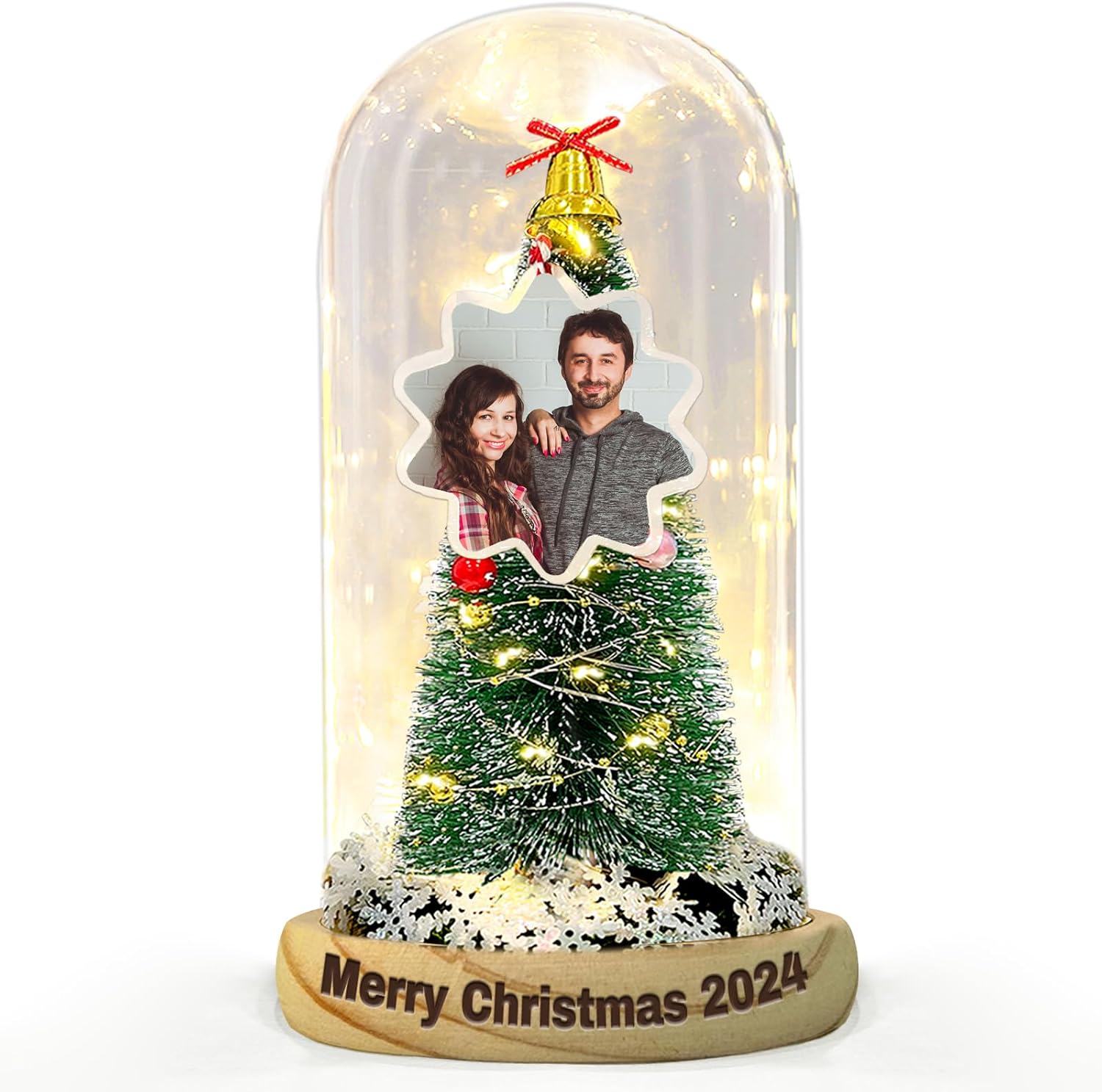 Adorno De Navidad Personalizado Con Luz LED – Bola De Cristal Iluminada – Regalo Único