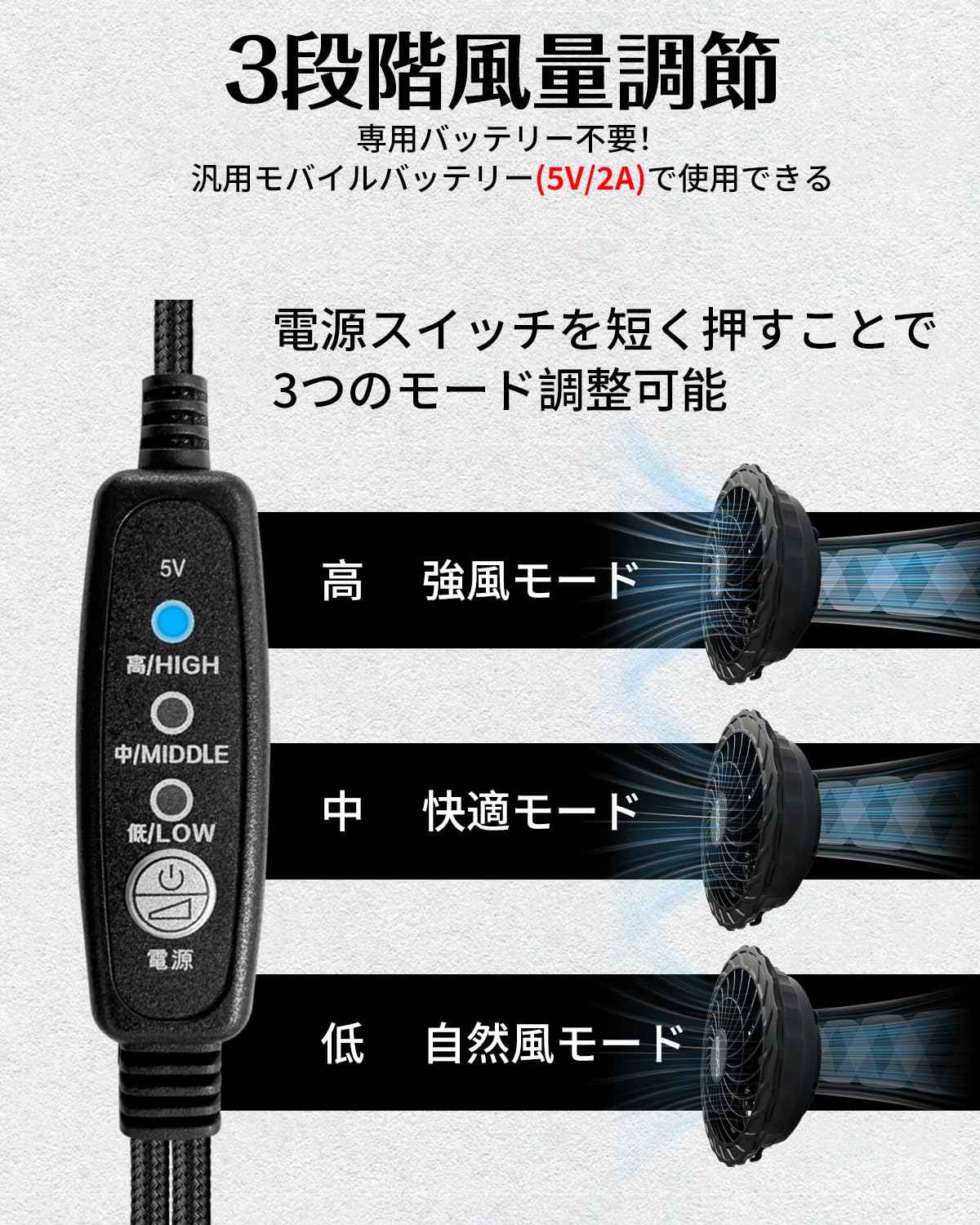 Amazon.co.jp: 空調作業服 ファンケーブル 5V USB to DCケーブル (高 