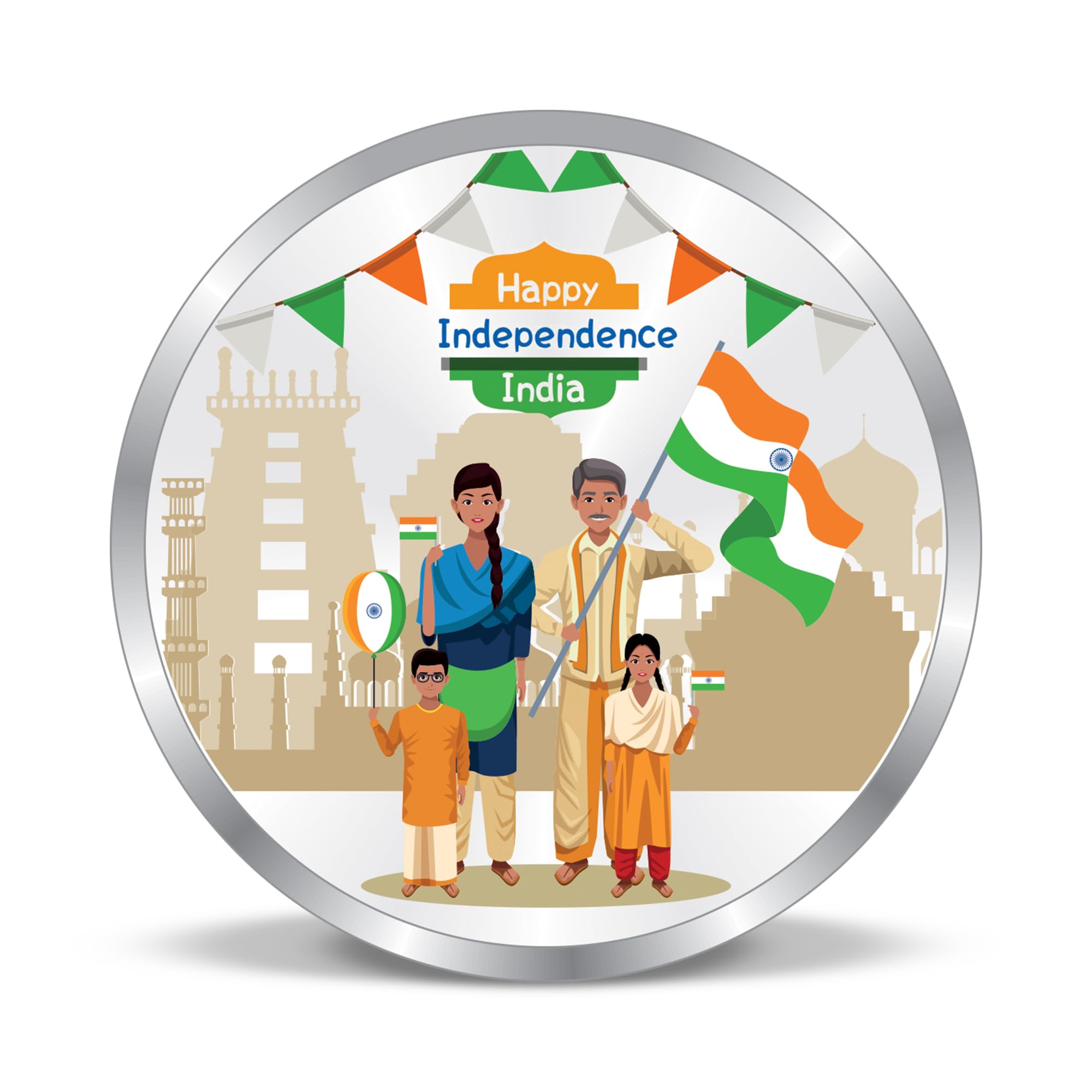 Precious Moments BIS Hallmarked Happy Independence Day 999 Pure Silver Coin by ACPL available in 10,20,50,100 gram.-image-29