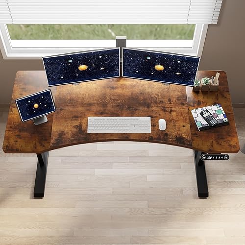 Miniatura 81 de Escritorio eléctrico de pie de 48 pulgadas con puerto de carga USB, escritorio de pie ajustable en altura con preajustes de memoria, amplio Marrón