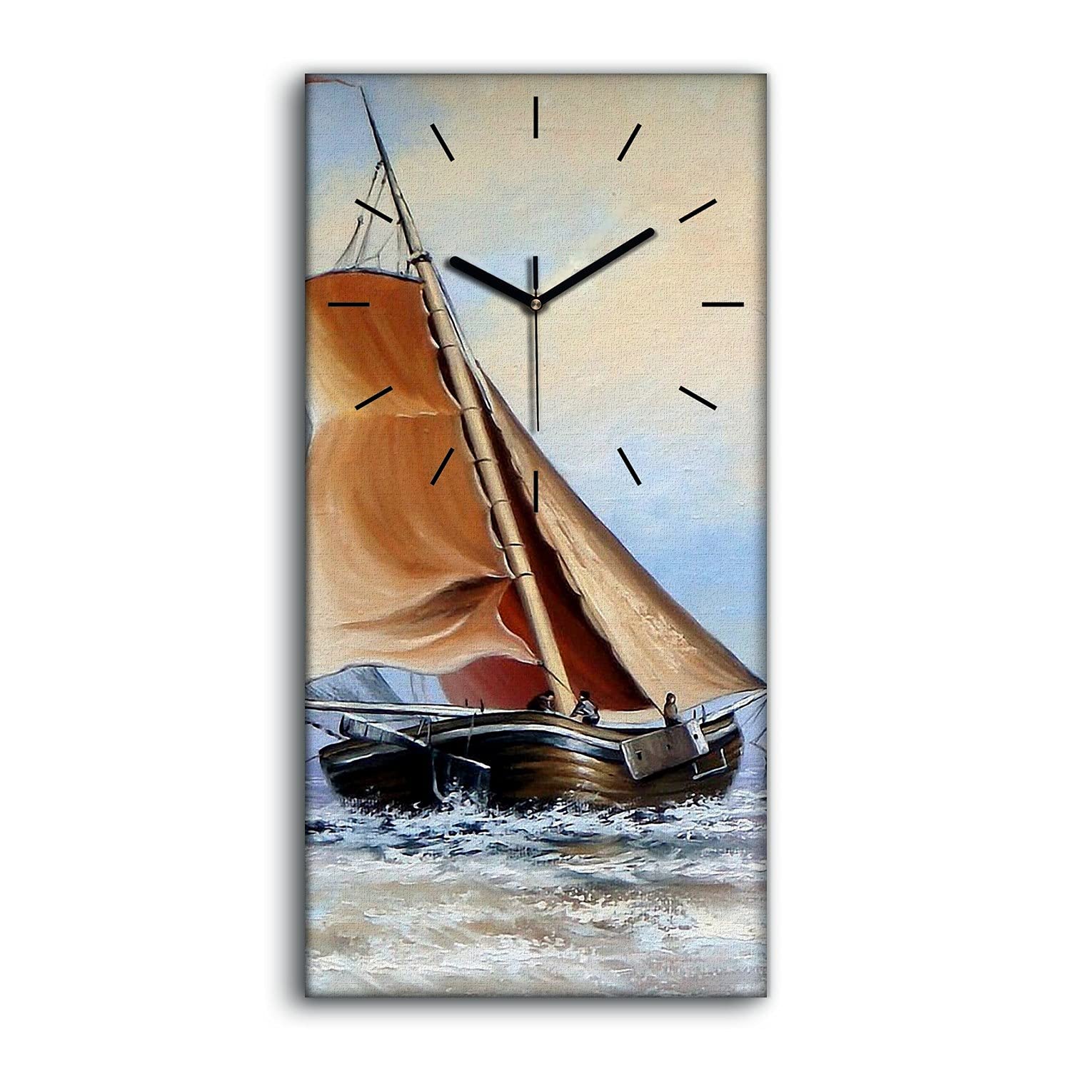 Horloge sur Toile 30x60cm Ocean Lake avec Aiguilles Noires Silencieuses Coloray