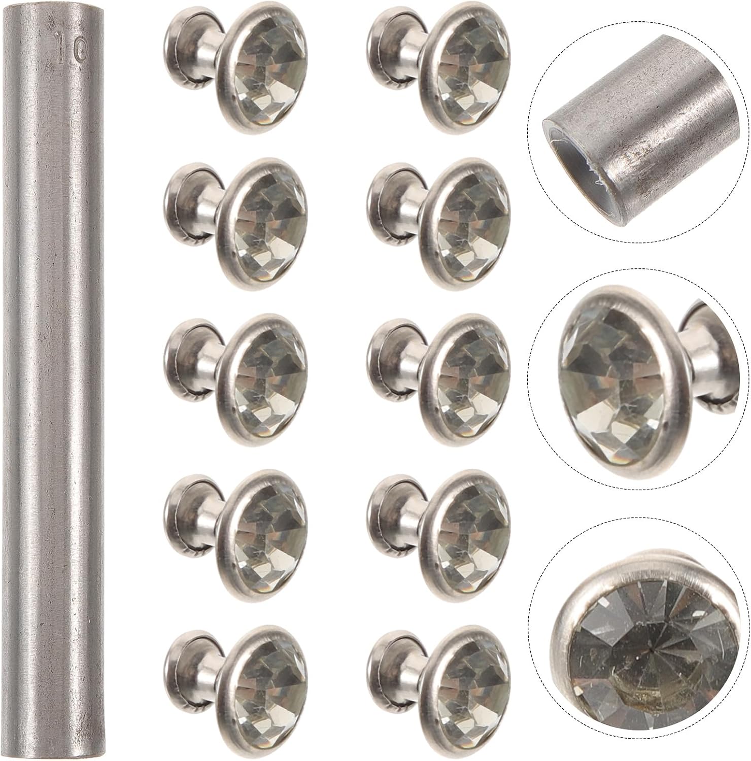 Holibanna Spike Setter Rivet Setting Tool Kit with Rhinestones 16l (10mm) for DIY Crafting and Clothing Repair, Professional Metal Rivet Fixing Accessory for Sewing and Embellishment