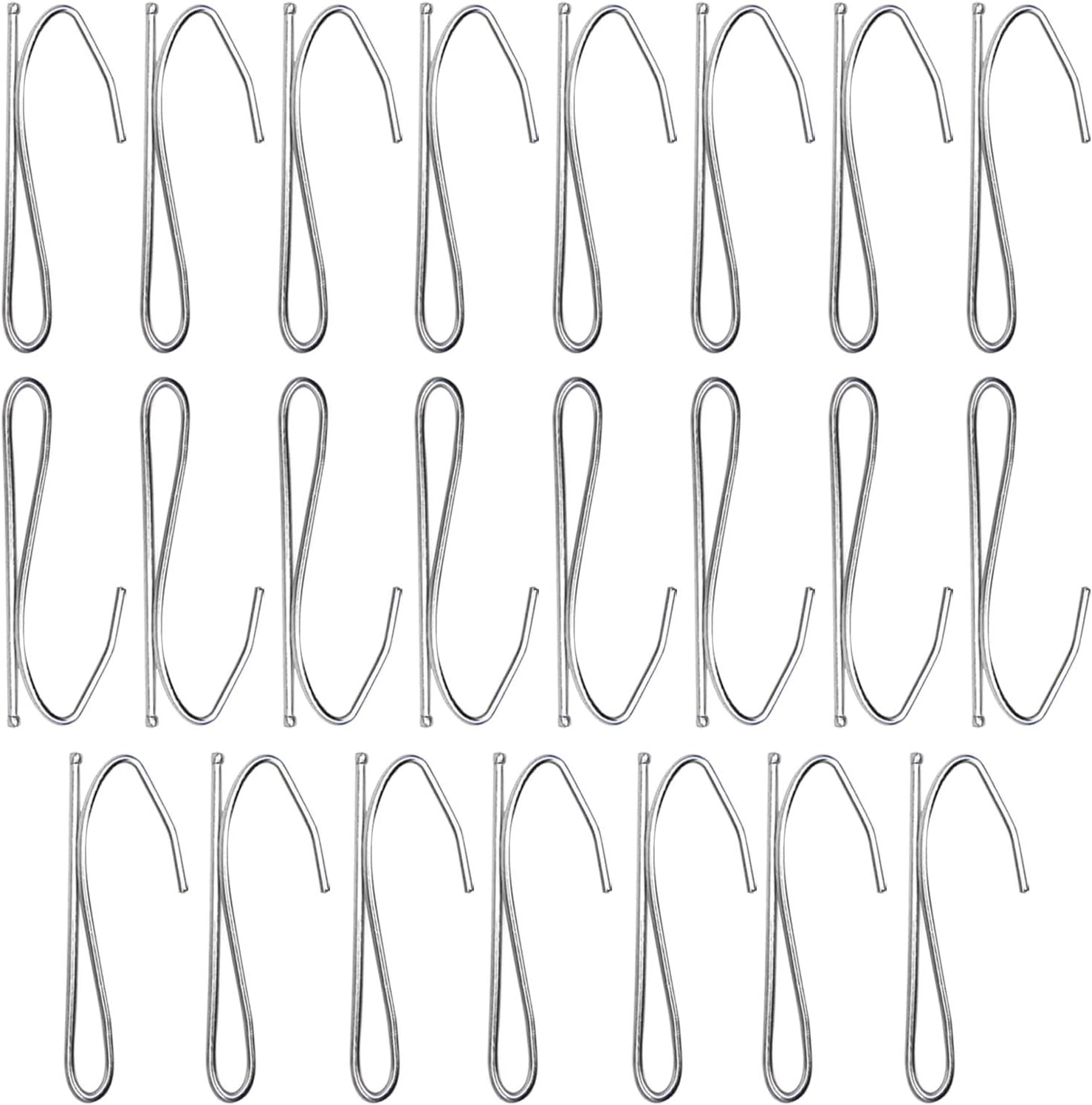 AUTUUCKEE 20 Pieces Stainless Steel Curtain Hooks, Pinch Pleat Curtain Hooks, Deep Metal Prongs Hooks, Curtain Header Hooks for Window Curtain, Door Curtain and Shower Curtain(Silver)