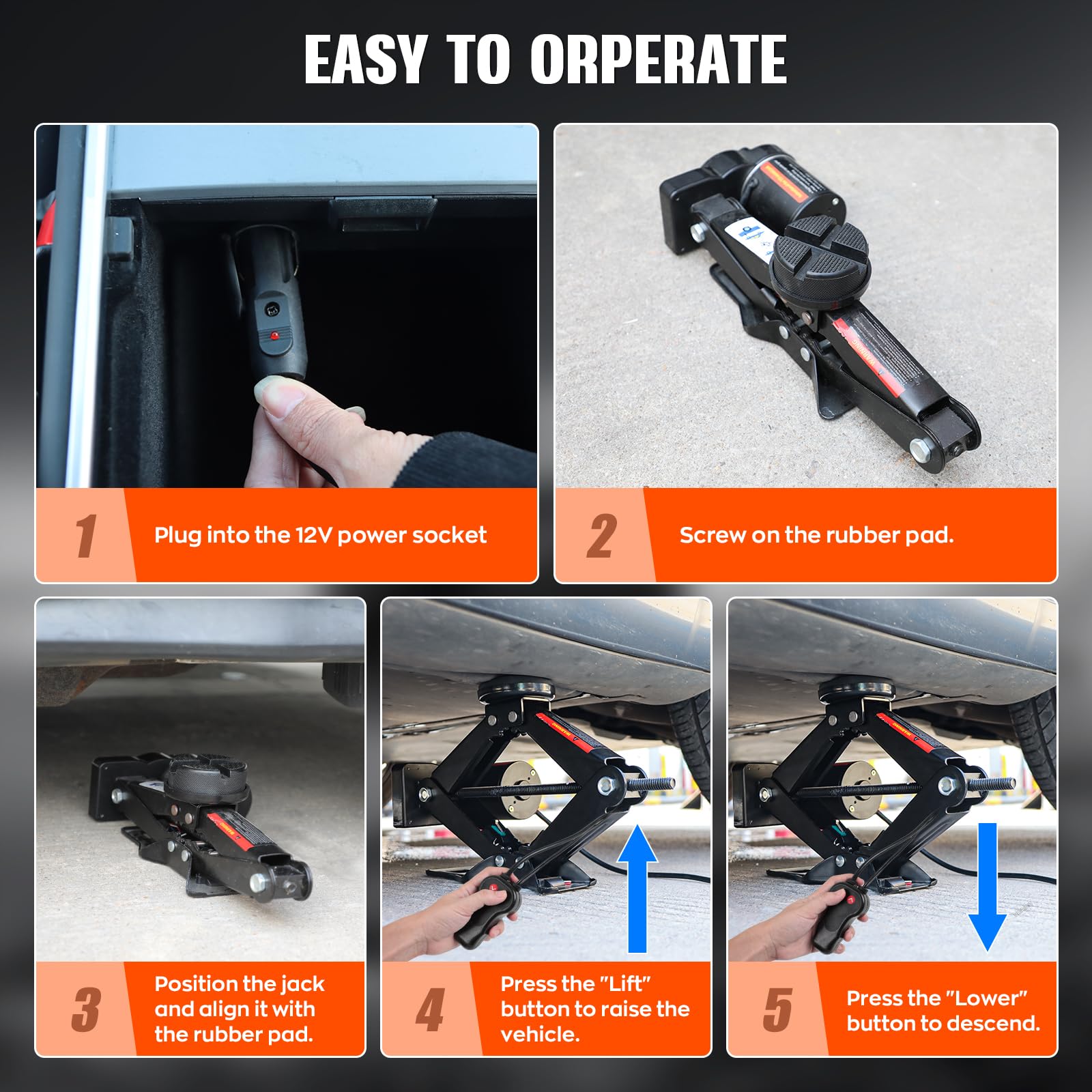 IMAYCC 3T Elektrisch Wagenheber,Universelle Scherenwagenheber für Auto | 2Pcs Gummiauflage,Tragbarer Wagenheber mit Radmutternschlüssel, Auto-Notfallset für SUV MPV,Ideal für Wartung und Reparatur
