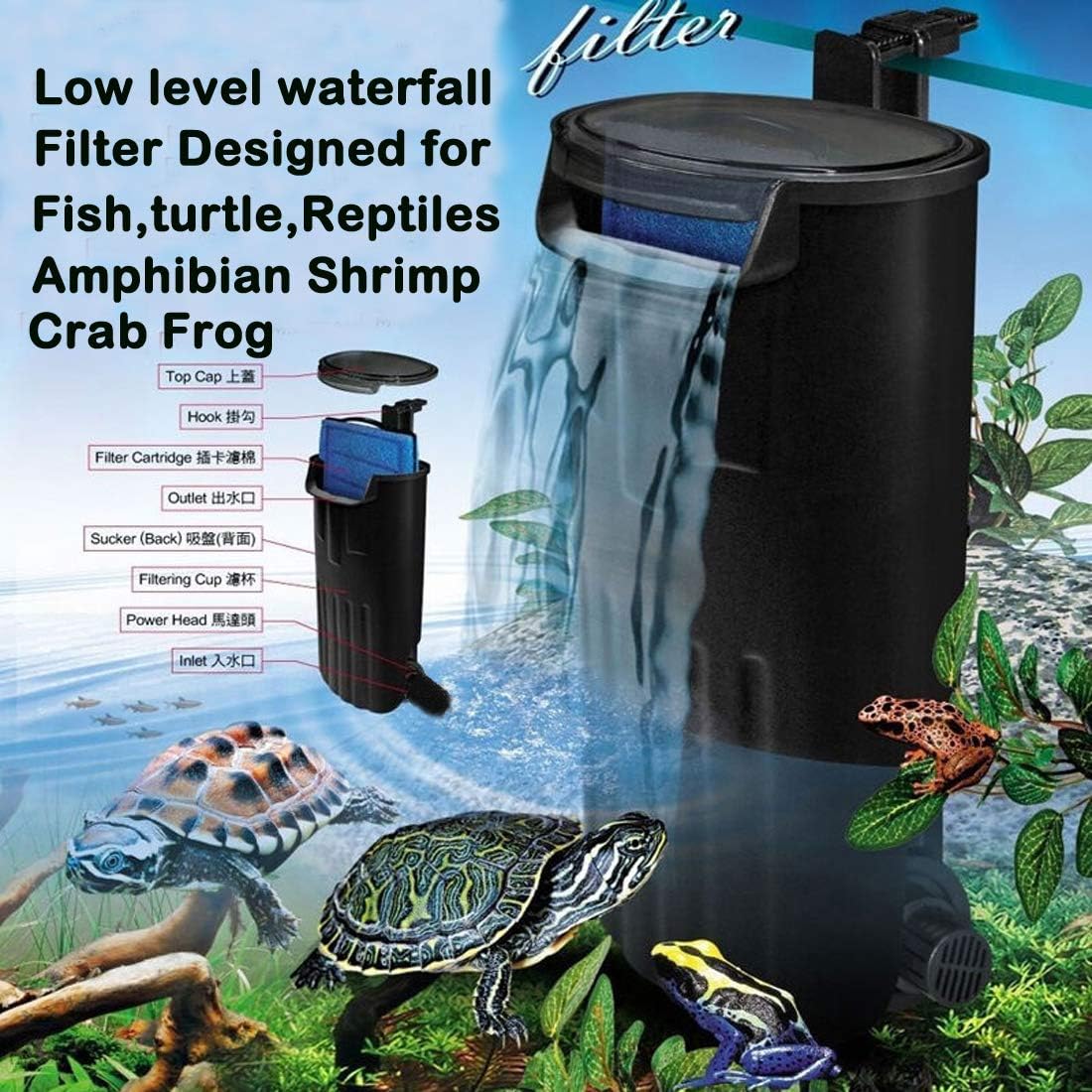 Aquarium Bio Filter Fish Tank Internal Filter Turtle Filter Waterfall