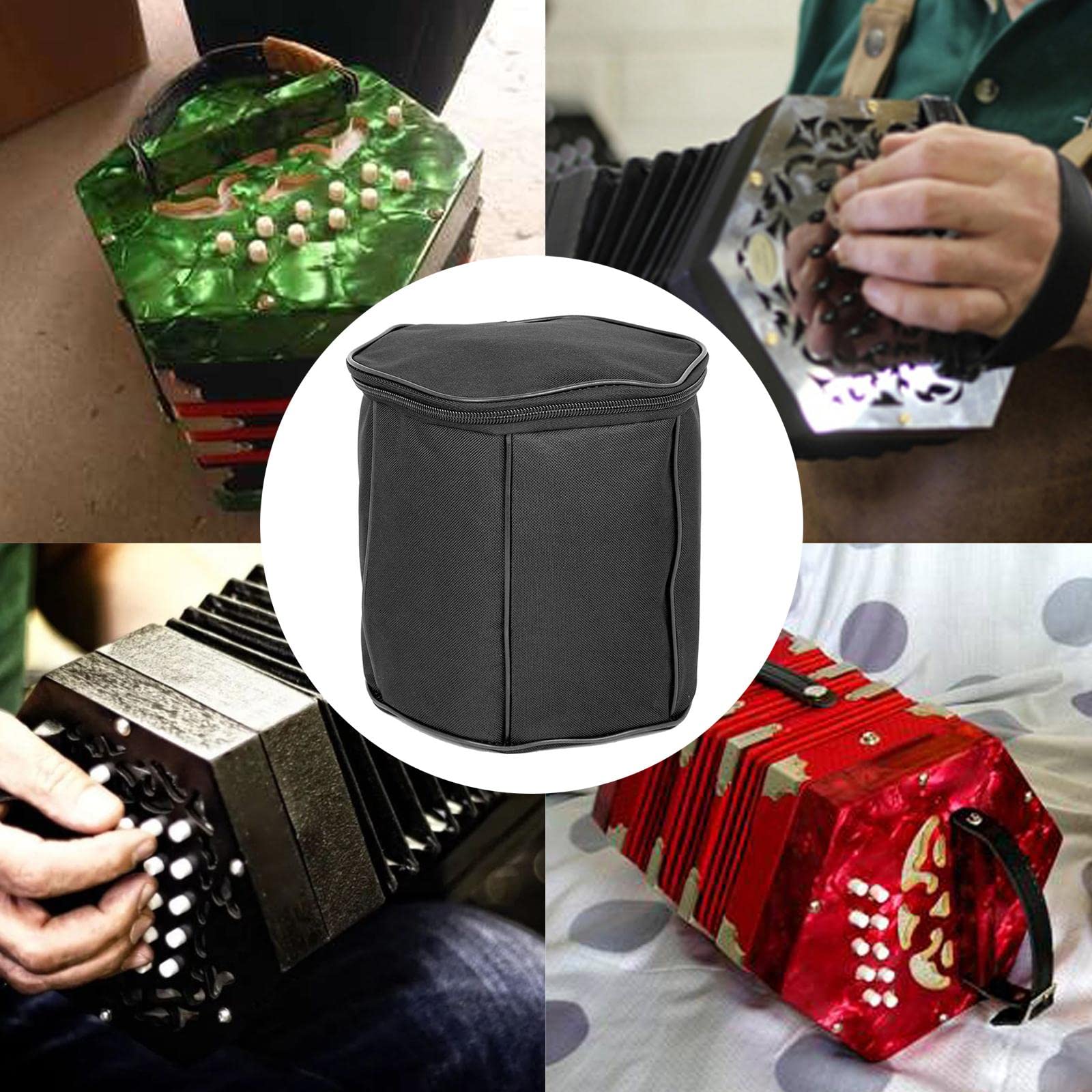 LOVIVER Wasserdichte Ziehharmonika-Gig-Tasche, verschleißfeste Tragetasche, dick gepolsterte, professionelle Akkordeon-Ziehharmonika-Tasche für Anfänger,