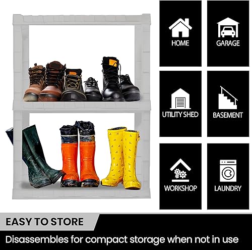 Miniatura 4 de Koolatron Estante de plástico de 3 niveles, estantería de garaje, estante y estantes de almacenamiento, ideal para cobertizo de almacenamiento y