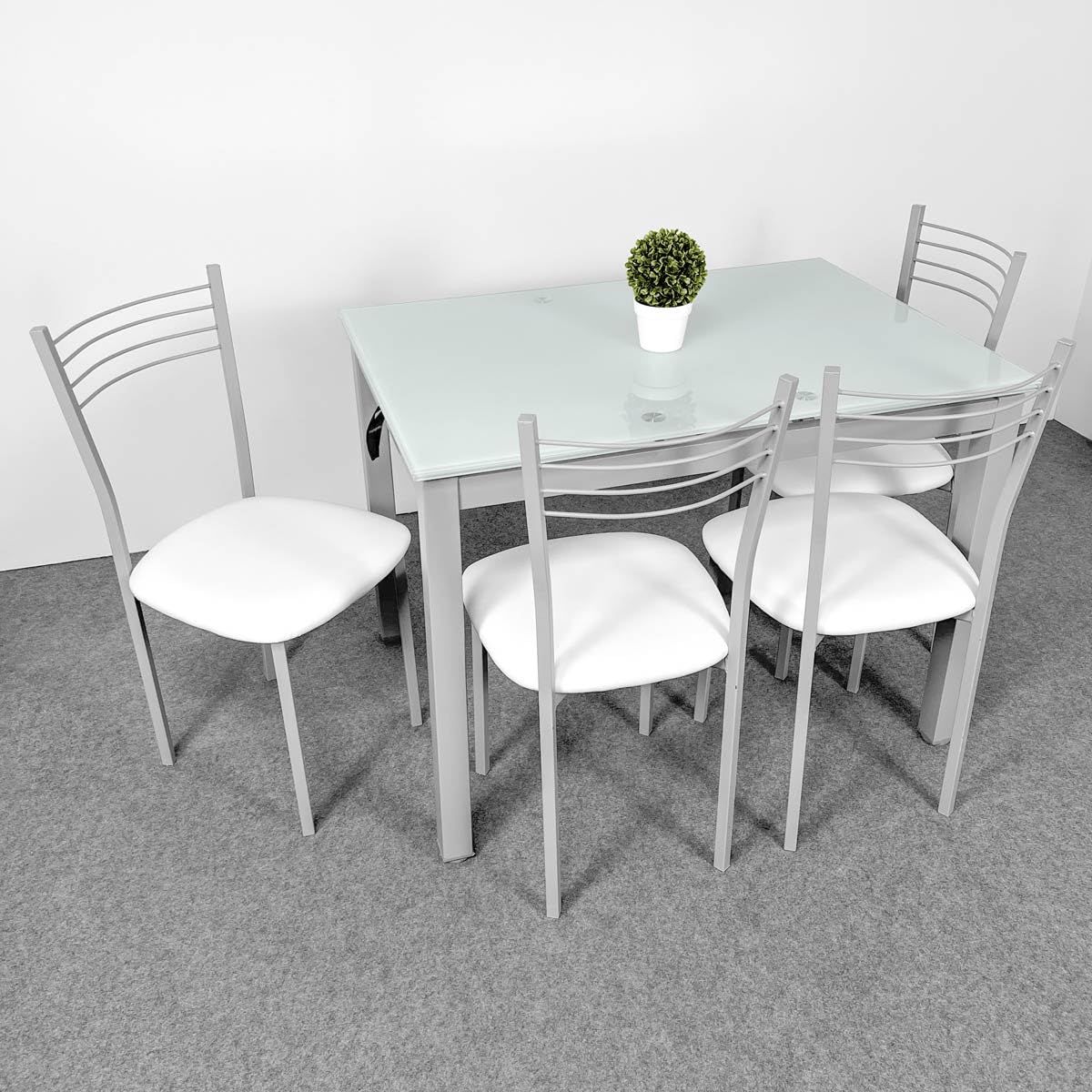 Somnia Descanso - Mesa Extensible de Cristal de Cocina o Comedor Acabada en Blanco Modelo Närke, Práctica y Funcional. Medidas: 100-170 cm (Largo) x 70 cm (Ancho) x 75 cm (Alto)