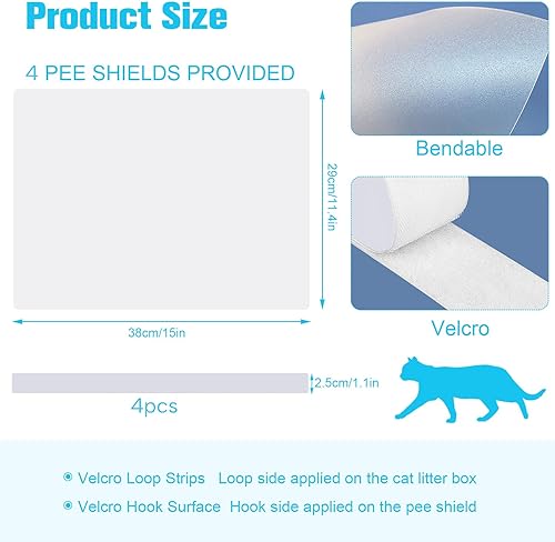 Miniatura 10 de Caja de arena para gatos de 3 piezas, protectores contra salpicaduras y orina - Caja de arena reutilizable de alta cara antisalpicaduras para gatos