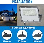 150W LED Lumière de déluge, lumières de sécurité 6500K 15000LM Illumination, IP66 Projets d'éclairage blanc extérieur étanches pour terrain de bille, parking, chemin de fer, triage, cabine (1 Boîte)