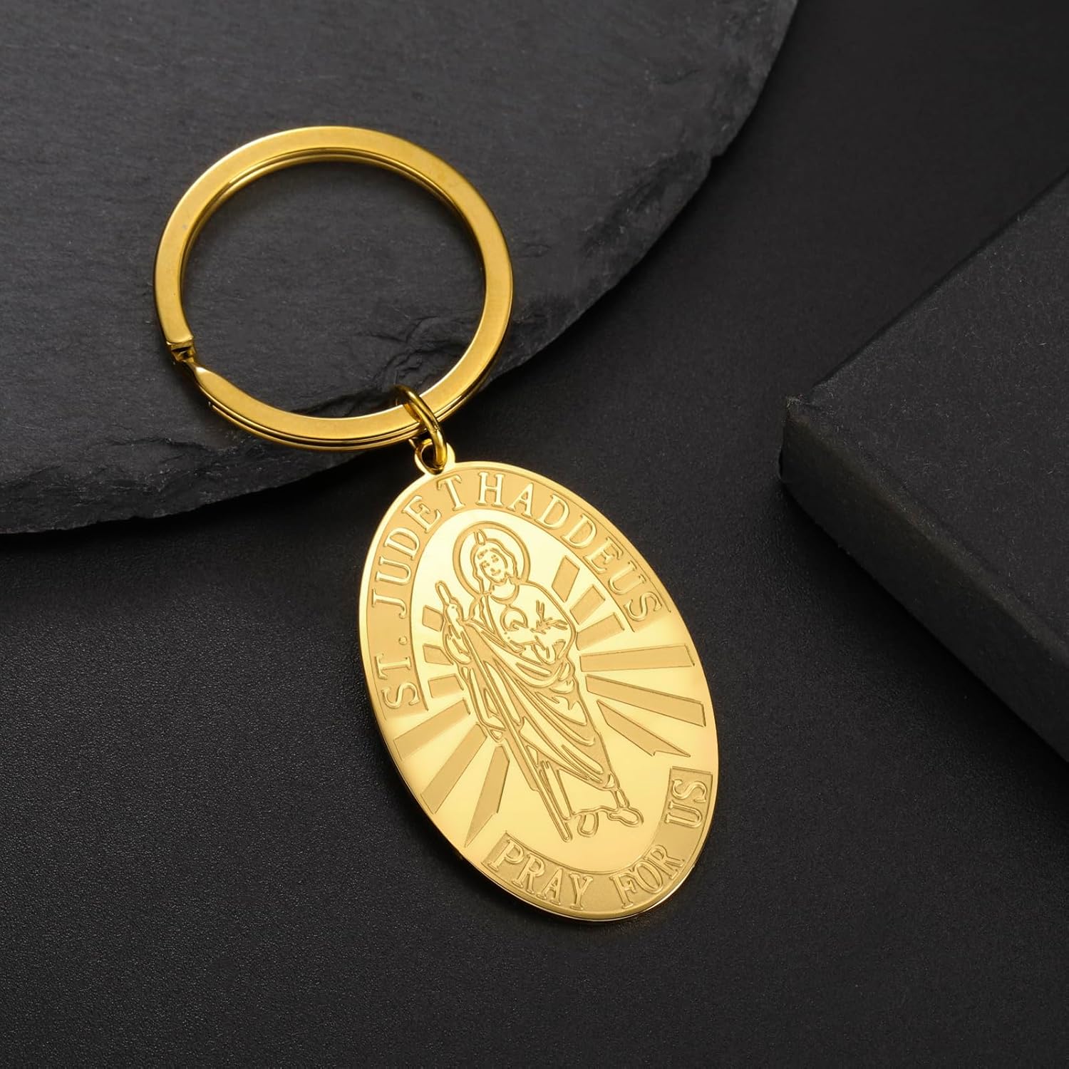 kkjoy Saint Jude Thaddeus PRAY FOR US Keyring Stainless Steel Religious Medal Keychain Purse Bag Accessories for Women Men - Image 6