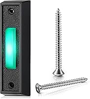 Vista 7 de Saillong Botón de timbre con iluminación LED con cable, botones de timbre de repuesto para puerta de garaje, botón de montaje en pared, interruptor