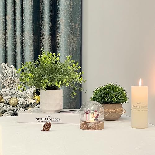 Miniatura 7 de Paquete de 4 plantas artificiales pequeñas, plantas artificiales de interior para decoración del hogar, mini juego de plantas falsas para estantes,