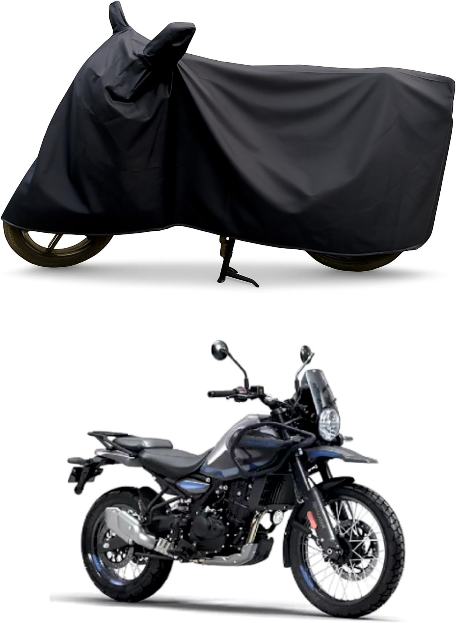 Universal Bike & Scooty Cover UV Protection & Dustproof Bike Body Cover for RE Himalayan 450 Two Wheeler Bike Premium 190T Fabric_Black