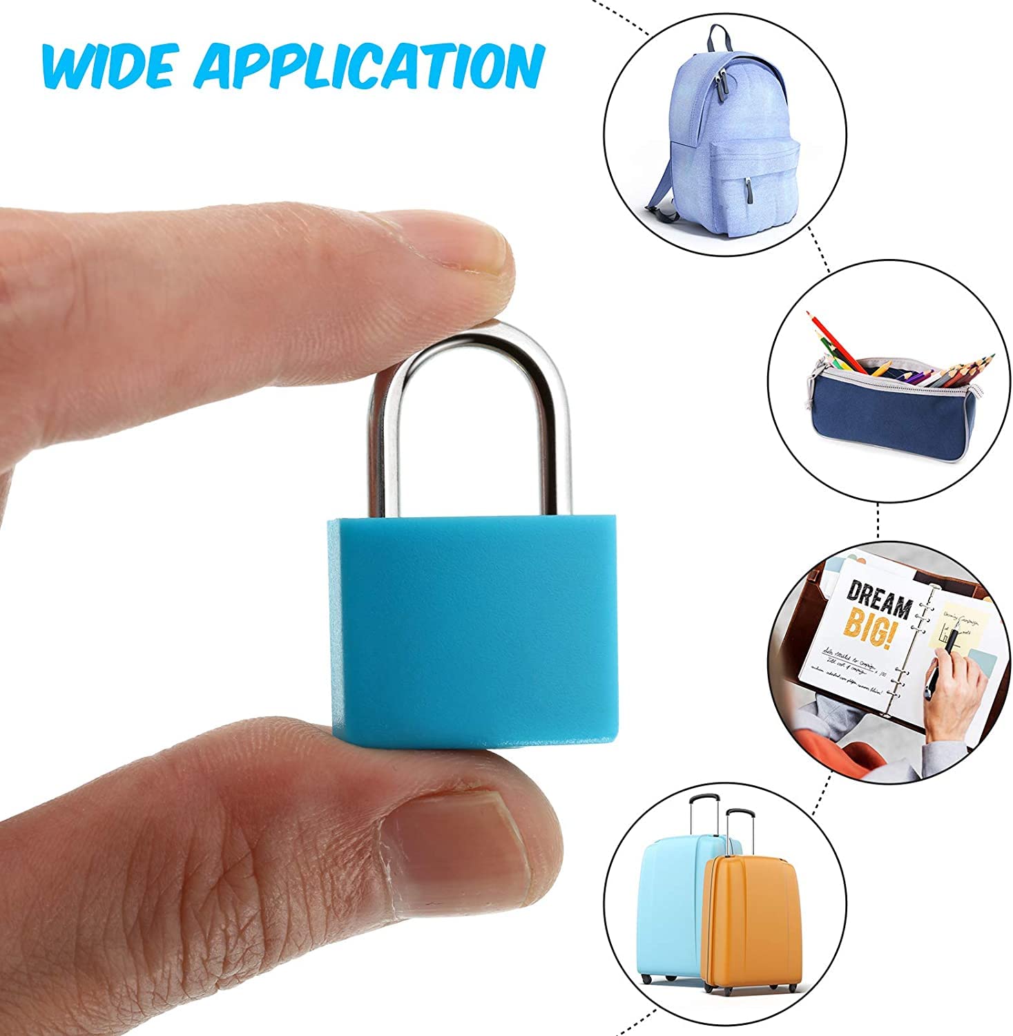 Suitcase Locks with Keys, Metal Padlocks Luggage Padlocks Multicolor Small Padlock Keyed Padlock for School Gym (8) — Amazon image 3