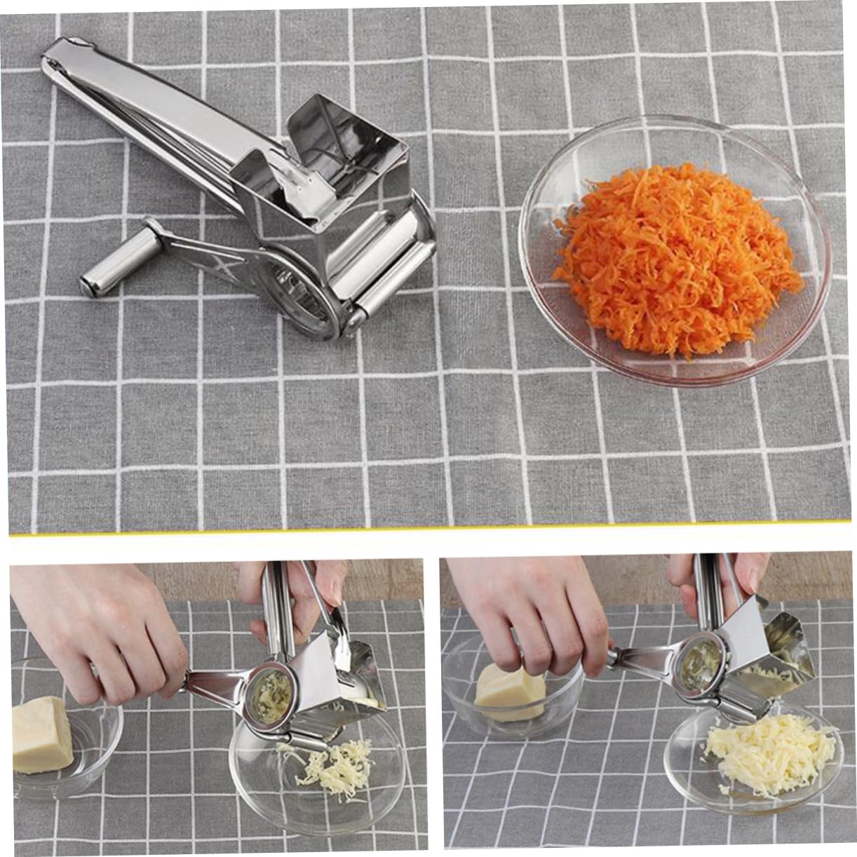 Edelstahl Käsereibe mit Kurbel Handgrater für Hartkäse und Gemüse Kleine Sichere Edelstahl Reibe für Zuhause Dessert Kuchenladen Geeignet