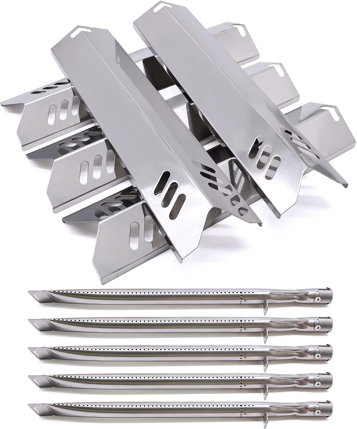 Adviace Grill Replacement Parts for Dyna-Glo DGF510SBP DGF493BNP DGB610SSP DGH483CRP DGB494SPB, BHG Grill BH15-101-099-02, Backyard Grill BY14-101-001-02 GBC1461W, 5-Pack Heat Tent Shields & Burners