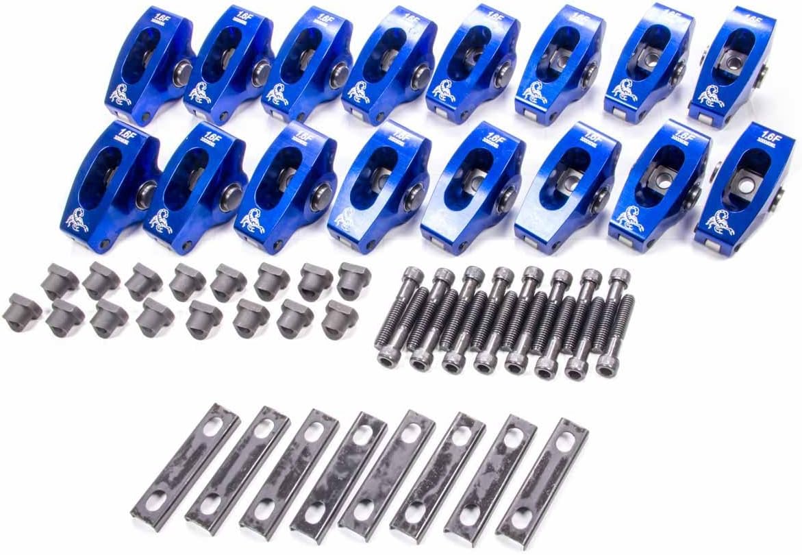 Scorpion Performance1021 1.6 Ratio Pedestal Mount Roller Rocker Arm for Small Block Ford - Pack of 16