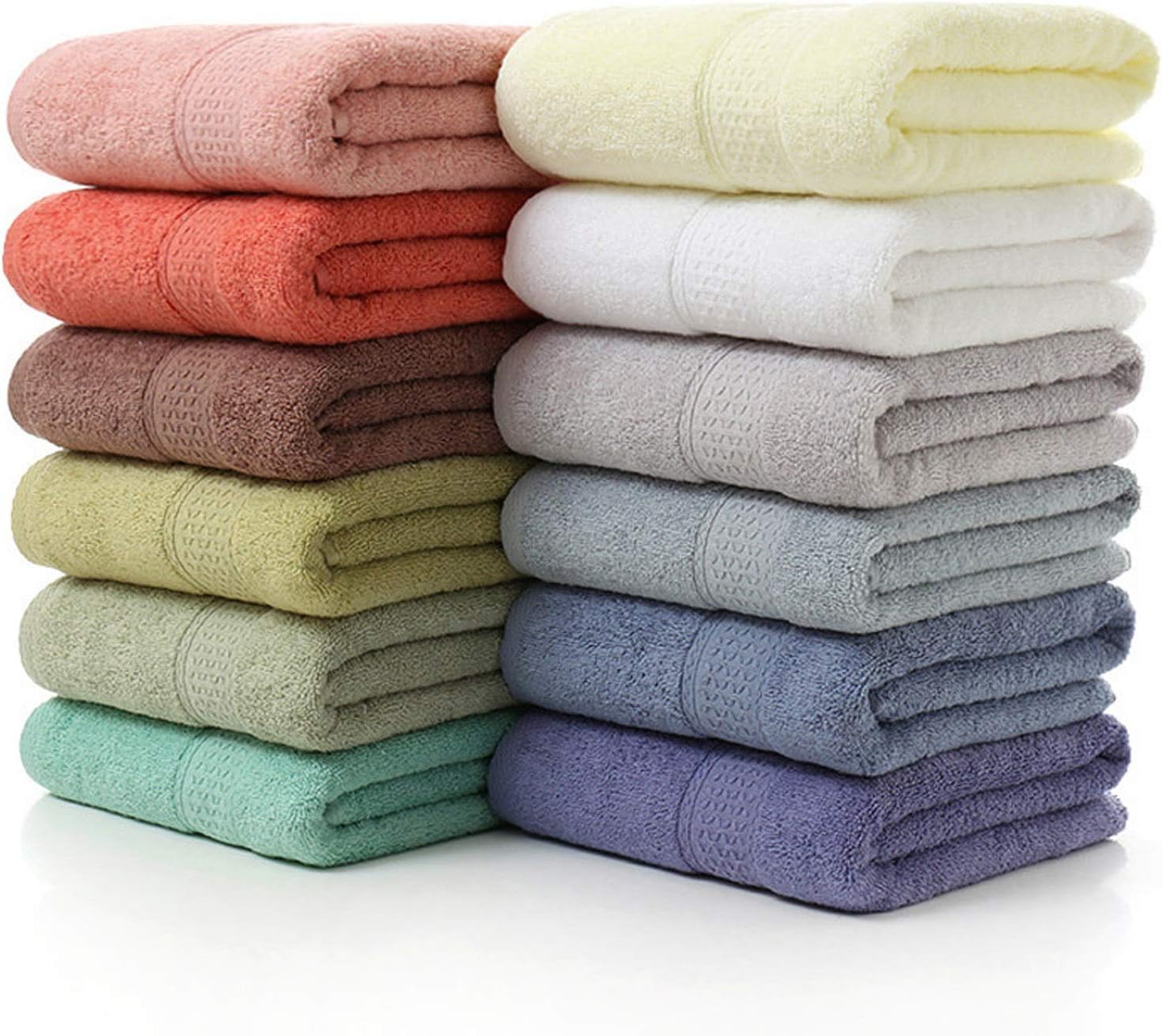 3PCS Towel Set Solid Color Cotton Large Thick Bath Towel Bathroom Hand Face Shower Towels Home for Adults Kids(D)
