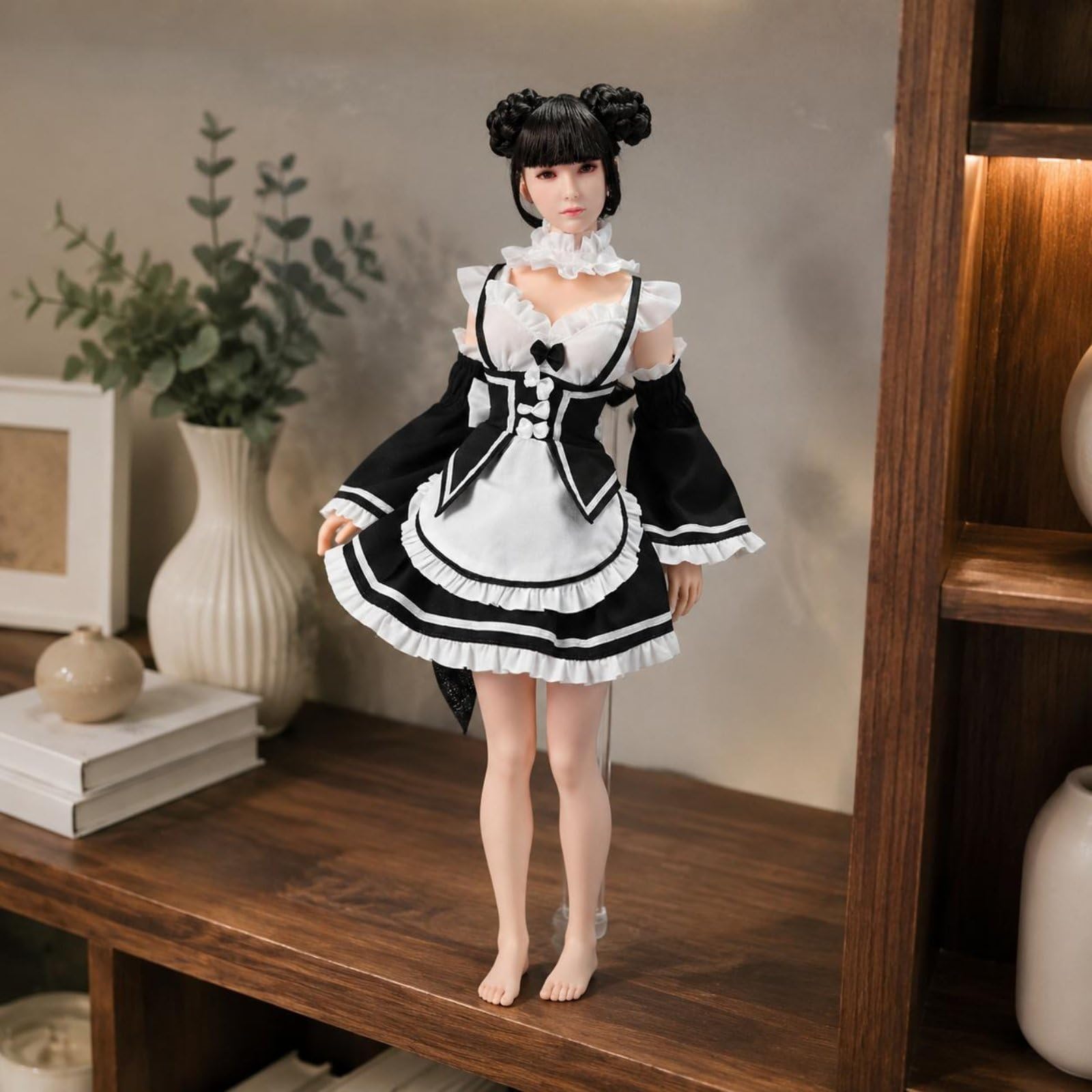 Puppenkostüm Kleid für 1/6 Figuren mit Klassischem -Stil Und Gestuften Rüschen Puppenoutfit Zubehör Passend für Sammler Puppensammlung Fotoarrangement
