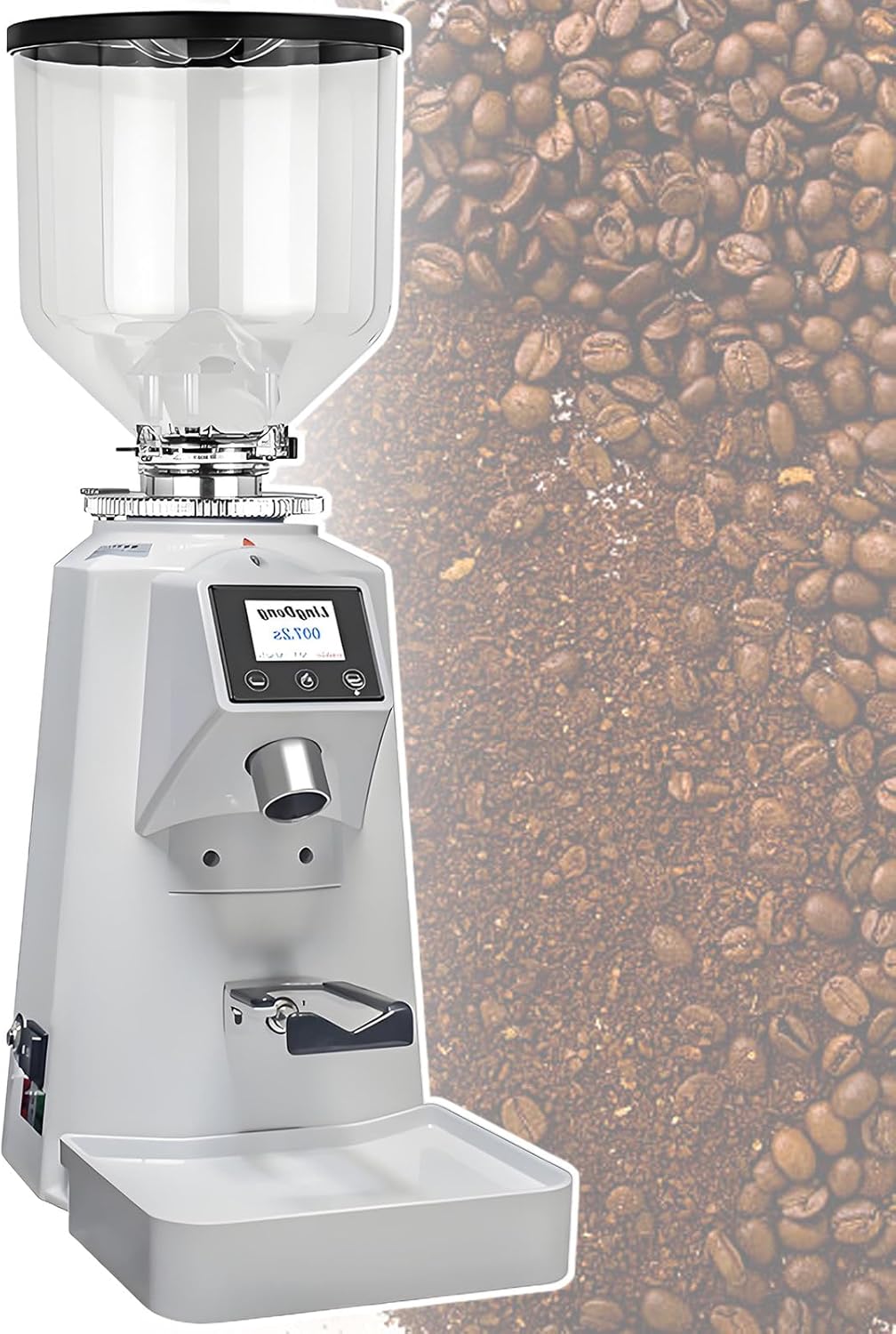 Manual/Automatic Coffee Grinder for Home Use - 19 Grind Settings,LCD Display,Single/Double Cups Mode White