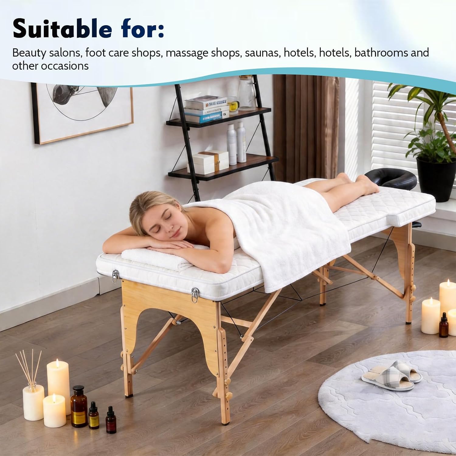 Massage Table Sheets Massage Table Topper Washable Massage Table Pad with Face Hole Polyester Fiber Lash Bed Foam Topper for Spa Salon Tattoo Home Estheticians Gift (White,Bed Not Included)