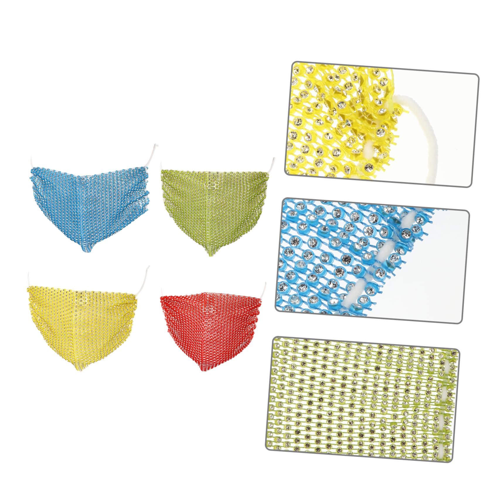 NAMOARLY 4pcs Rhinestones Fishnet Pattern for Masquerade Balls Mardi Gras Halloween Comfortable Abs Plastic