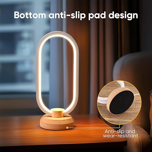 Miniatura 7 de Lámpara de escritorio moderna lámpara de mesa de madera LED, luz de noche de noche de noche, iluminación LED regulable, decoración creativa del