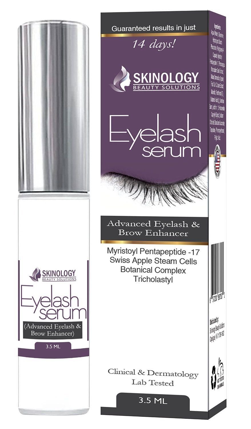 Eyelash & Eyebrow Growth Serum - Longer, Thicker Eyelashes & Fuller Eyebrows Enhancer Treatment with Revolutionary Pentapeptide -17 & Swiss Apple Stem Cells, Dermatologist Recommended Product - 3.5 ml