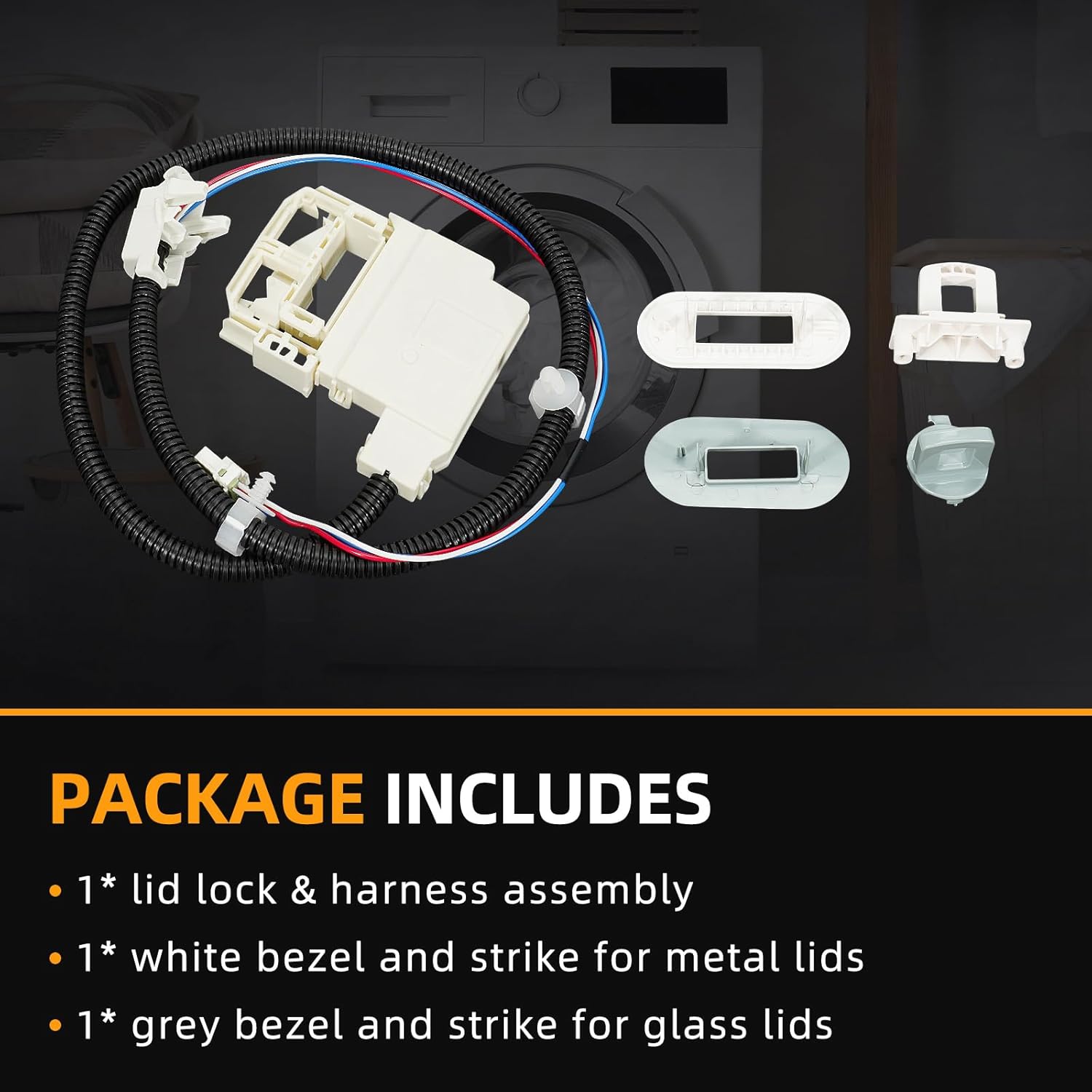 Washer Lid Lock Switch Service Kit WH08X32697 Compatible with Specific GE/Hotpoint Washing Machine GTW220ACK1WW GTW330ASK2WW GTW460AMJ2WW #Replace WH08X31577 WH01X24114 WH01X26114 WH08X37938