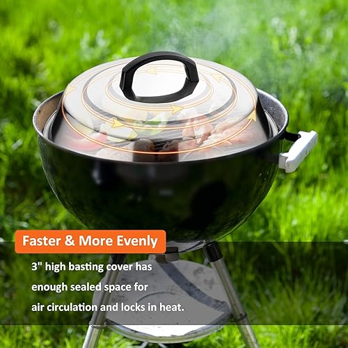 Miniatura 3 de Leonyo Cúpula de fusión y prensa de parrilla de hierro fundido, cubierta de hilvanado de 12 pulgadas con prensa redonda de tocino, triturador de