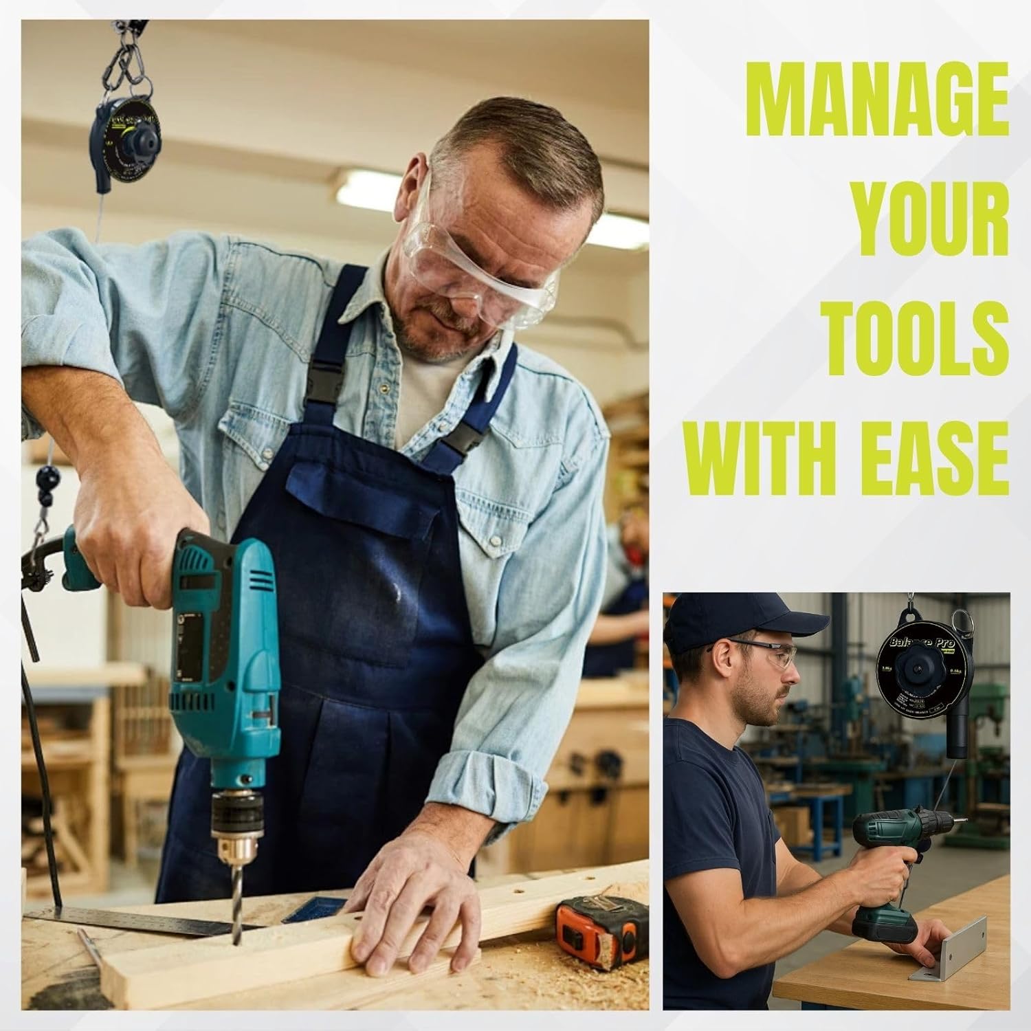 Tool Balancer,1.3–6.6 lbs Spring Balancerwith 79" Retractable Cable – Adjustable Hanging Tool Holder for Workshop, Assembly Line, and Light Industrial Use