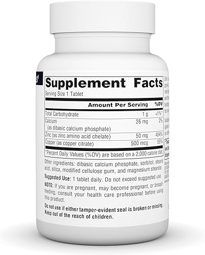 Miniatura 2 de Source Naturals Quelato de aminoácidos de zinc - 50mg - 100 Tabletas