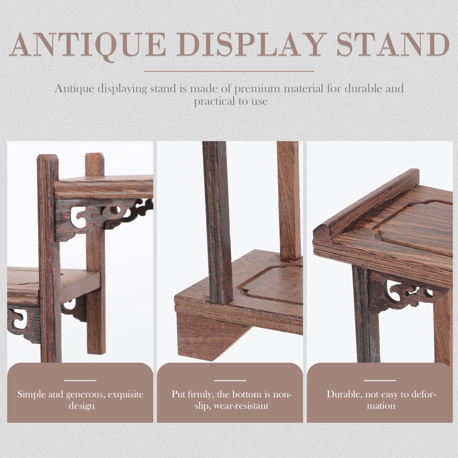 Yardwe Wooden Display Stand Antique Design Rack for Home Decor