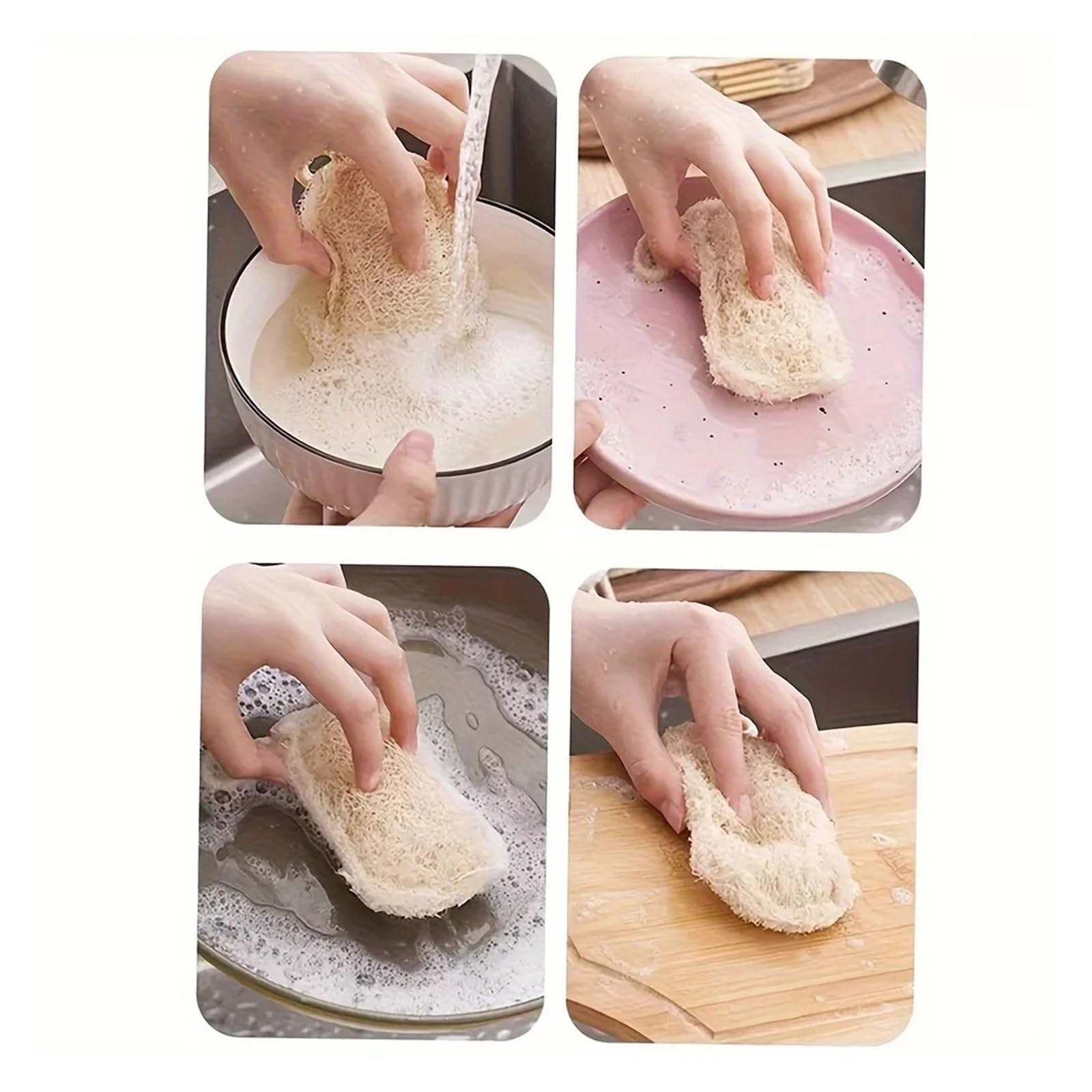Lot de 30 éponges en luffa naturel for la vaisselle, tampons à récurer, faciles à nettoyer, for la cuisine et la maison(30pcs)