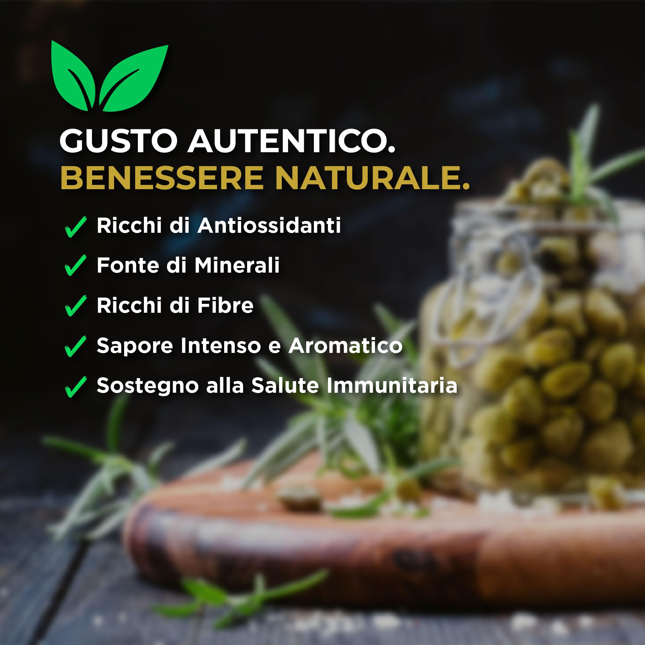 RACILIA Alcaparras Medianas Bajo Sal DOP Islas Eolias - Elaboración Artesanal Siciliana 100% Italianas - Sin Gluten - 1kg