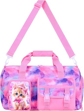 gxtvo Kids Duffle Bag for Travel, Boys Girls Gym Duffel Bags with Shoe Compartment Little Kid Weekender Overnight Sports Bag Sleepover,Unicorn/Dinosaur/Mermaid